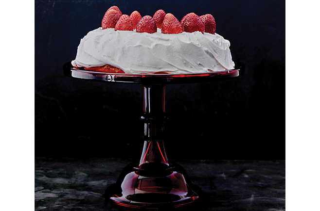 Gluten-Free Sponge Cake with vanilla frosting and strawberries by Rowie Dillon