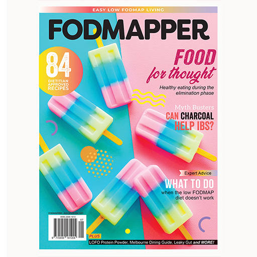 Cover of FODMAPPER magazine Issue 7 featuring rainbow unicorn popsicles.