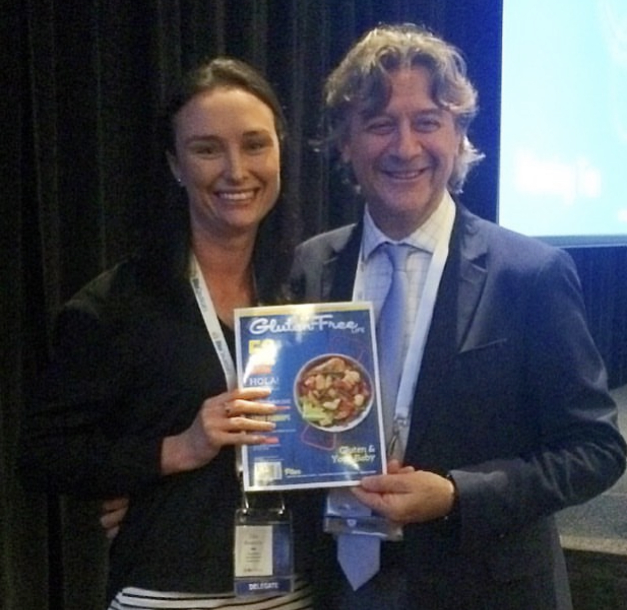 Australian Gluten-Free Life magazine editor Cara Boatswain and director of the Center for Celiac Research, Dr Alessio Fasano.