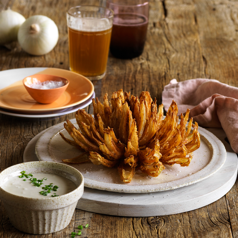 Blooming Onion with Blue Cheese Dip