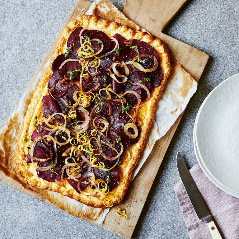 Gluten-Free & Vegan Beetroot Galette with Onion & Thyme